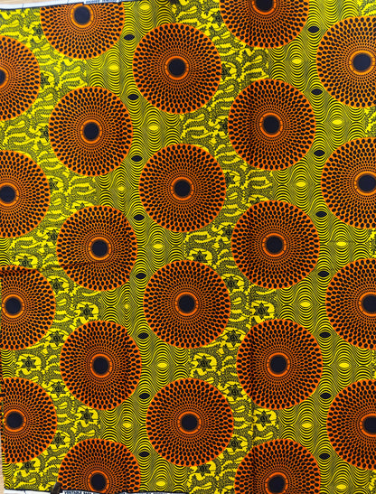 African Fabric - Ankara - Yellow African Print Fabric - Craft African fabric - Ankara Print - African Clothing-