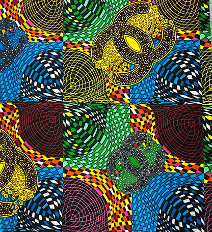 African Fabric - Yellow Ankara - African Clothing - Craft fabric - Ankara Print - Blue African Print Fabric - African Fashion