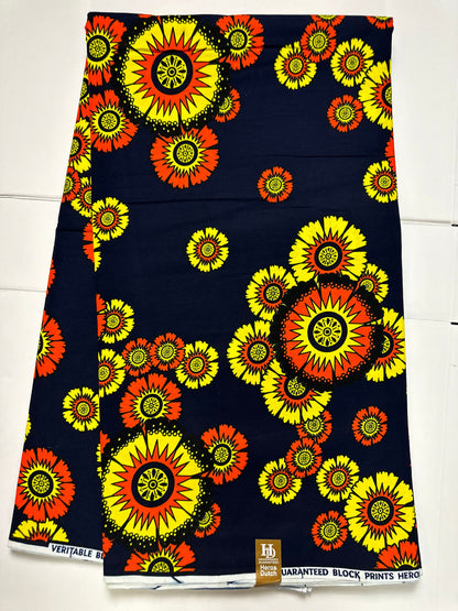 African Fabric, Yellow Ankara,  African Clothing,  Craft African fabric, Cotton African Fabric,  Orange Ankara Print, African Style