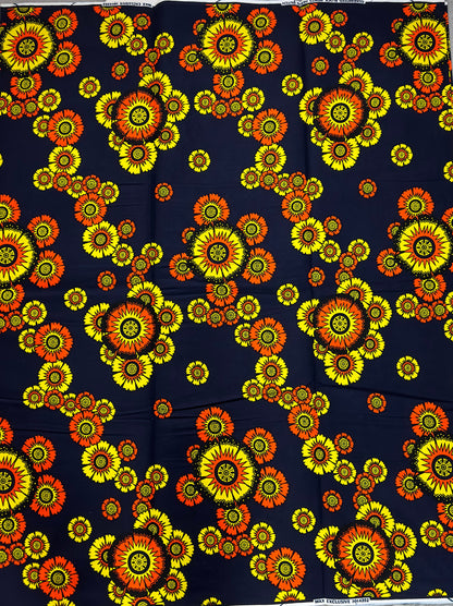 African Fabric, Yellow Ankara,  African Clothing,  Craft African fabric, Cotton African Fabric,  Orange Ankara Print, African Style