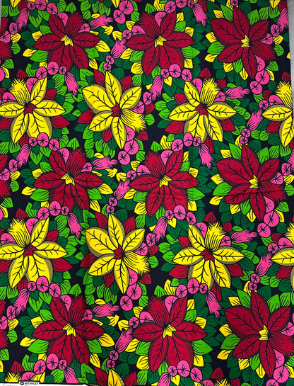 African Fabric - Pink Ankara - African Clothing - Craft fabric - Yellow Ankara Print - Red African Print Fabric - African Fashion