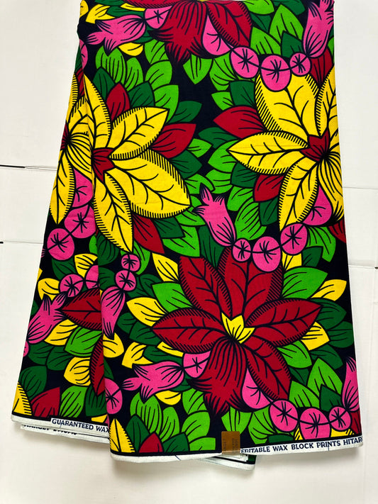 African Fabric - Pink Ankara - African Clothing - Craft fabric - Yellow Ankara Print - Red African Print Fabric - African Fashion