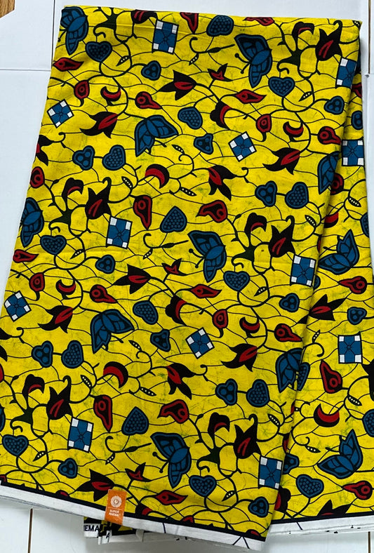 African Fabric - Ankara - African Print Fabric - African Clothing - African Wax - Yellow African print - Multicolor Fabric -Wholesale Fabric