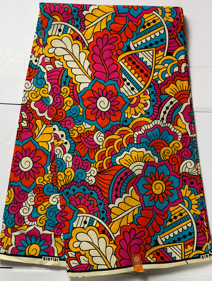 African Fabric - Ankara -  Pink  African Print Fabric - African Clothing Fabric - Dressmaking Fabric