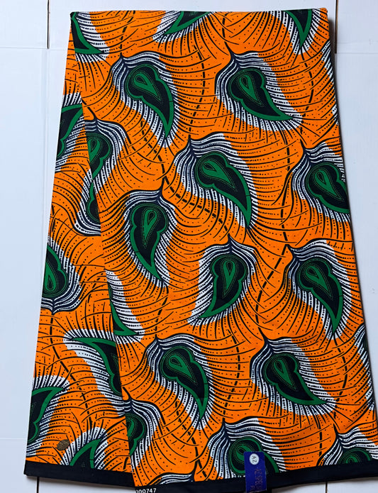 African Fabric -Blue Ankara -  Green African Print Fabric - Yellow African Clothing Fabric