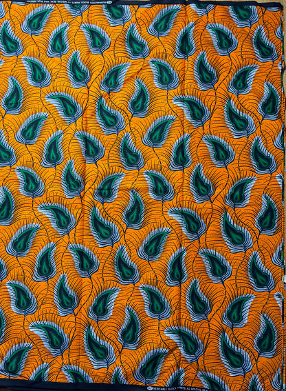 African Fabric -Blue Ankara -  Green African Print Fabric - Yellow African Clothing Fabric