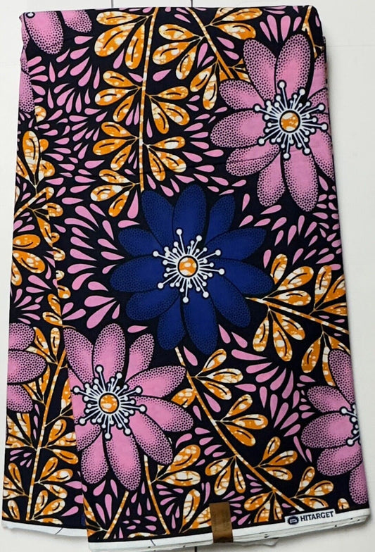 NEW - Blue African Fabric - Ankara - 100% Cotton Fabric - Per Yard